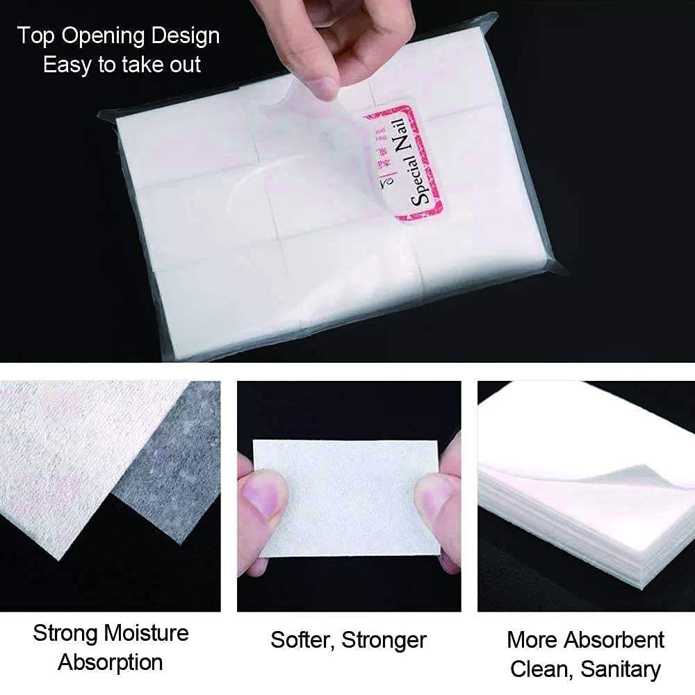 Sminakh Nail Lint Wipes Nail Cotton Pads 1000 Pcs Lint Free Gel Nail Polish Removers Eyelash Extension Glue Cleaning Wipes Nail Polish Remover Cotton PF2 3