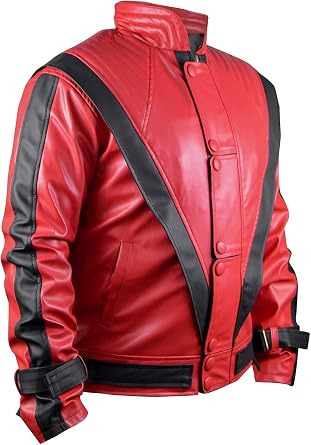 Michael Thriller Jacket – Red and Black Faux Leather Jacket | MJ Coat for Mens | Halloween Costume Party Outfit
