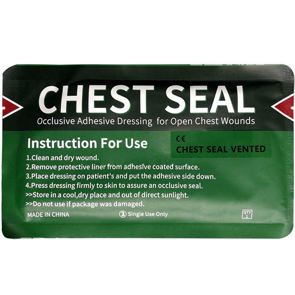 3er Pack Vent Chest Seal, Notfall-Trauma-Verband, Erste-Hilfe-Kit steril, Wundversorgung, EMS-Trauma-Kits Medizinischer Notfall-Okklusiv-Thorax-Verband