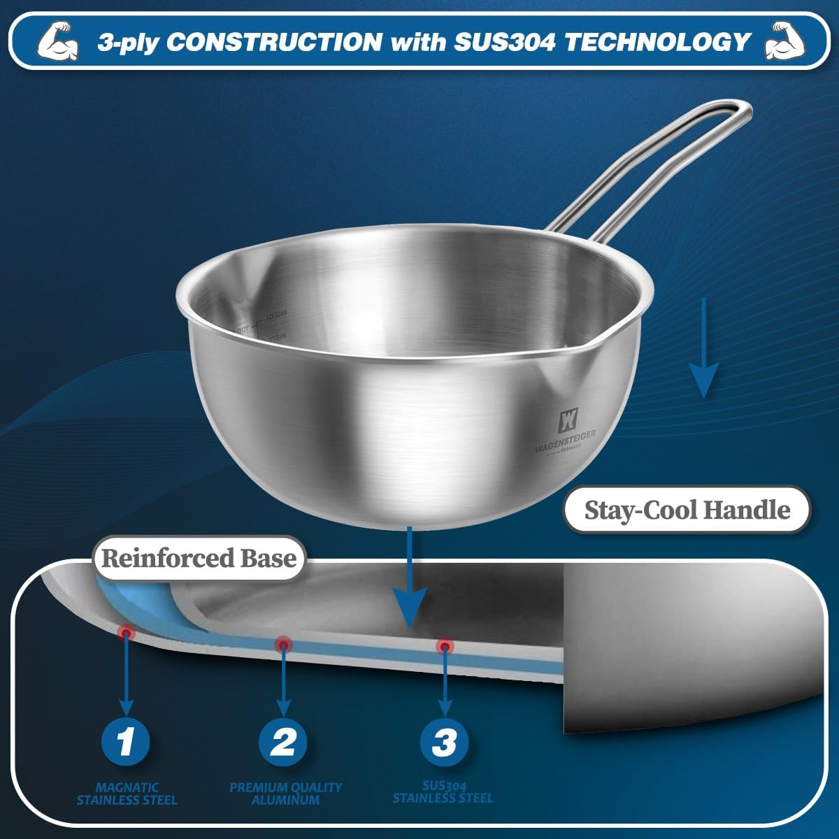 WAGENSTEIGER Mini Wok - Stainless Steel for Camping & Cooking -4 WAGENSTEIGER Mini Wok - Stainless Steel for Camping & Cooking -4