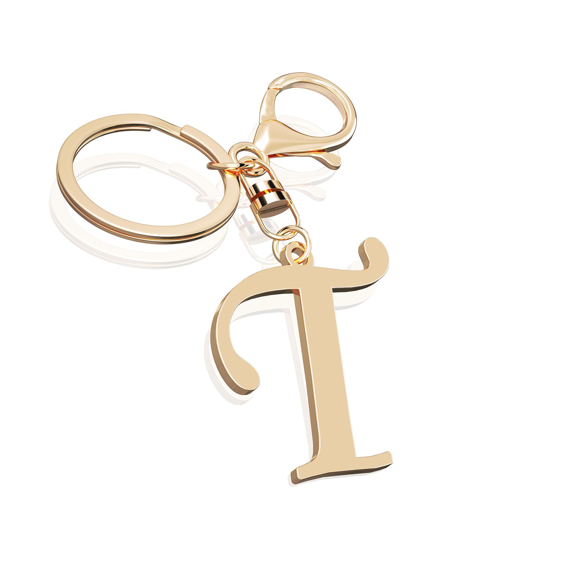 Cute Stainless Steel Gold Initial Letter Keychain for Women Girl, Charms for Key Handbag Backpack Bag, Personalized Gift