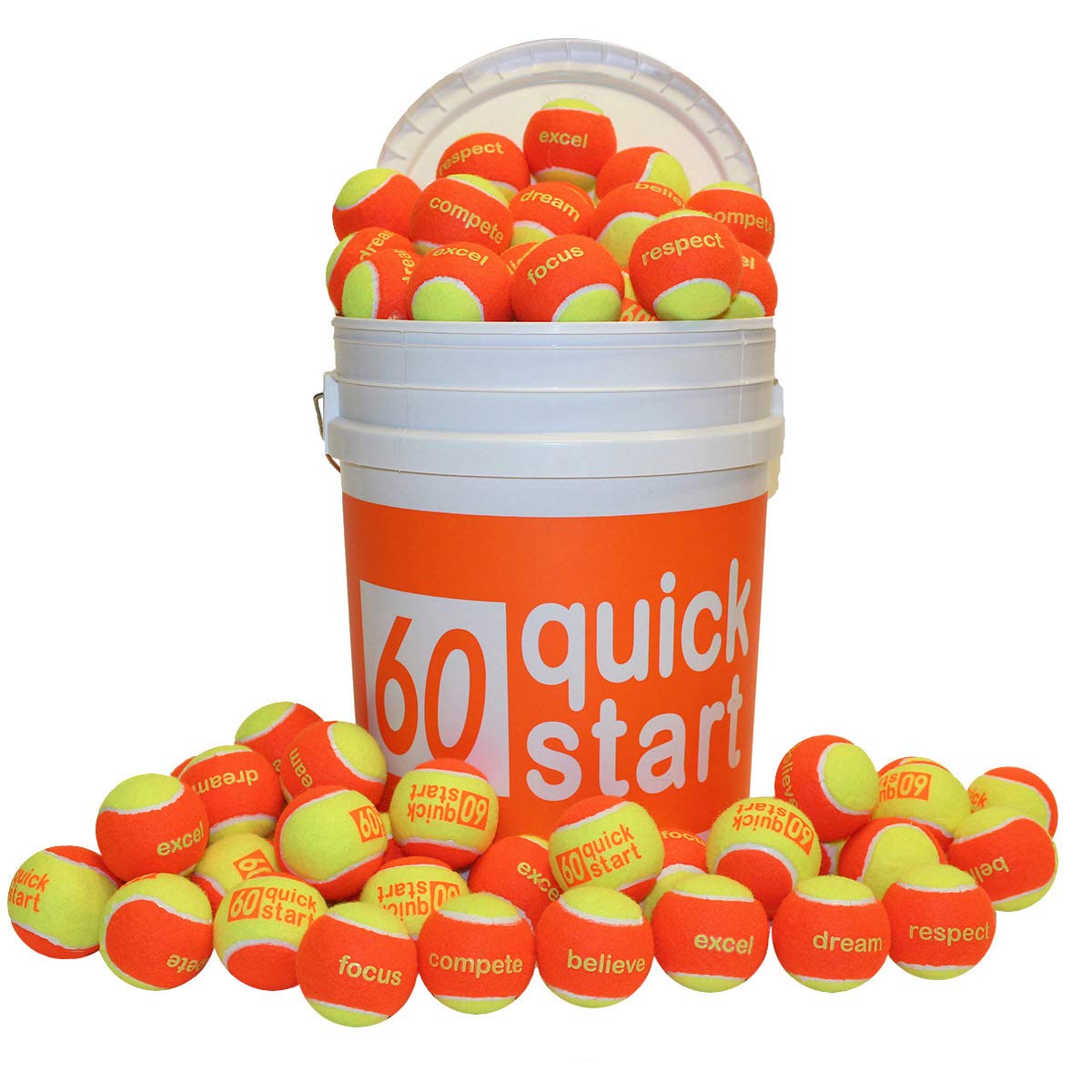 "Quick Start 60" - 36 Orange Transition Tennis Balls w/Slogans