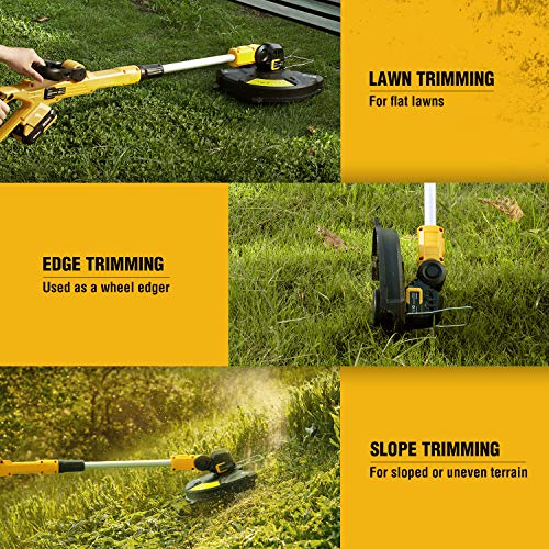 AchiForce 12-Inch Cordless Grass Trimmer, 18 V Battery-Powered String Trimmer/Edger with Automatic Feed, Electric Lawn Edger Included 2.0 Ah Battery and Charger