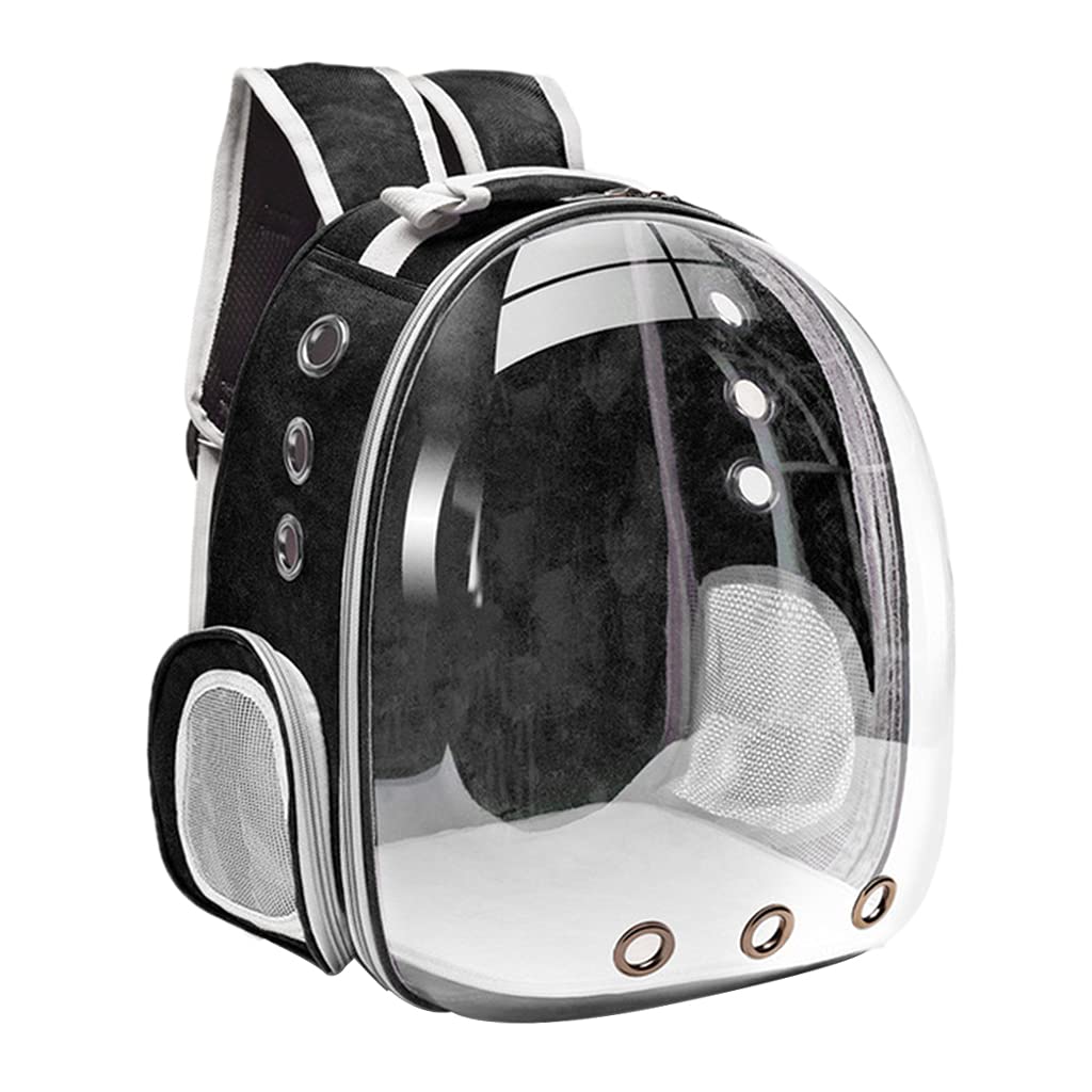 MagiDeal Premium Katze Rucksack Transporteur, Große durchsichtig Pet Blase Tasche, Tragbare Belüfteten Katze Kleine Hund Transporteur, im freien wasserdichte, Schwarz