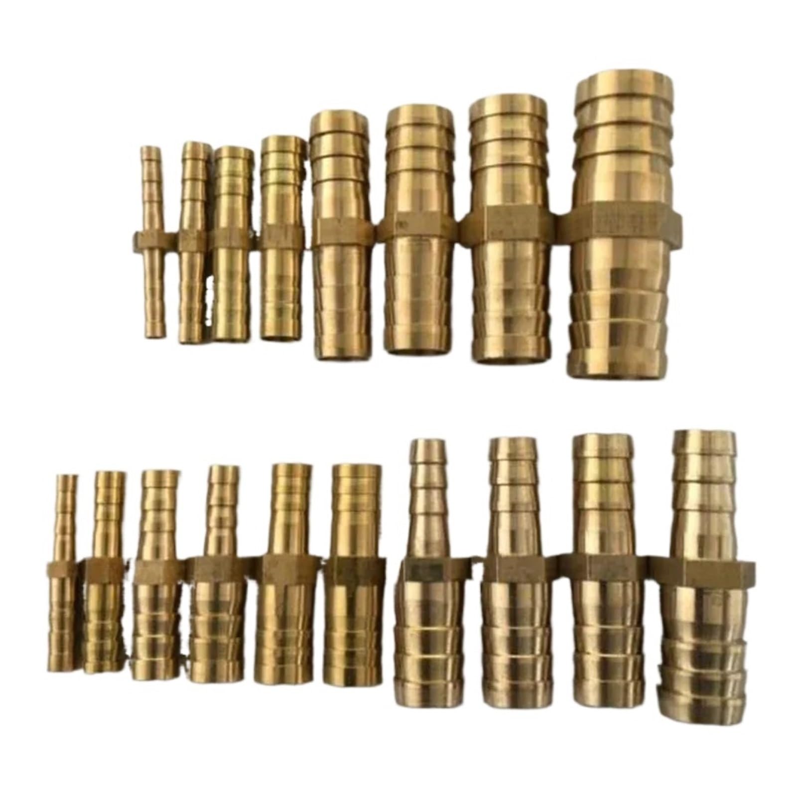 3 6 8 10 12 14 16 19 25mm Brass Hose Barb Adapters Reducing Reducer Straight Equal Pipe Fitting for Water Gas Oil(10mm to 10mm L -65mm)