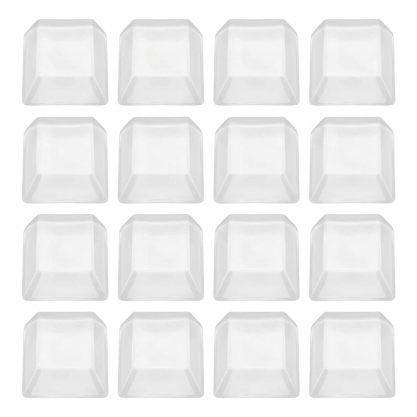 16 przezroczystych gumowych nóżek samoprzylepnych, 20 x 20 x 8 mm, trapezowe, elastyczne, antypoślizgowe i tłumiące hałas, do mebli, szaf, szuflad, szkła i ścian