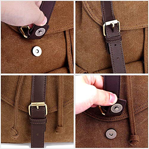 Vintage Canvas Backpack Kaukko Outdoor Travel Hiking Rucksack School Bookbags Khaki