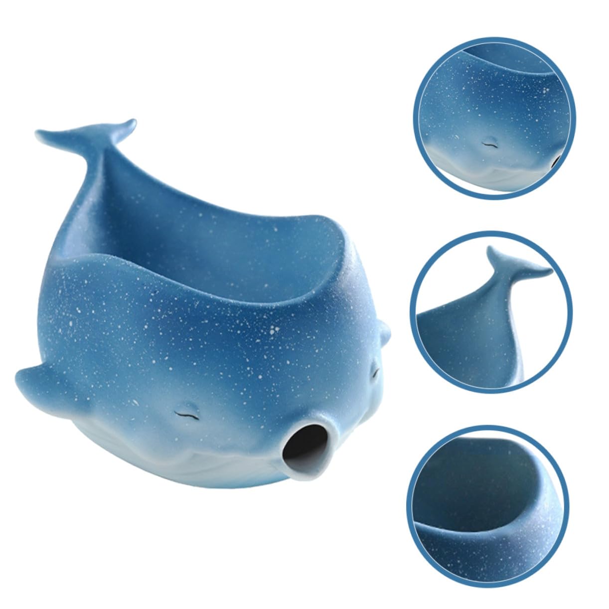 TOYANDONA Portasapone in Ceramica Forma di Balena Contenitore per Sapone Drenaggio Vassoio per Sapone da Bagno Multifunzionale