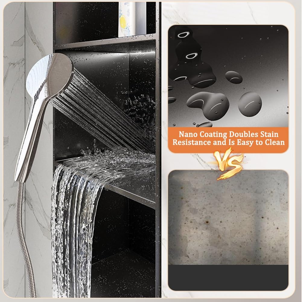 Mensola da bagno in acciaio inox, organizer da incasso per shampoo e articoli da toeletta, facile installazione, design durevole per bagni moderni