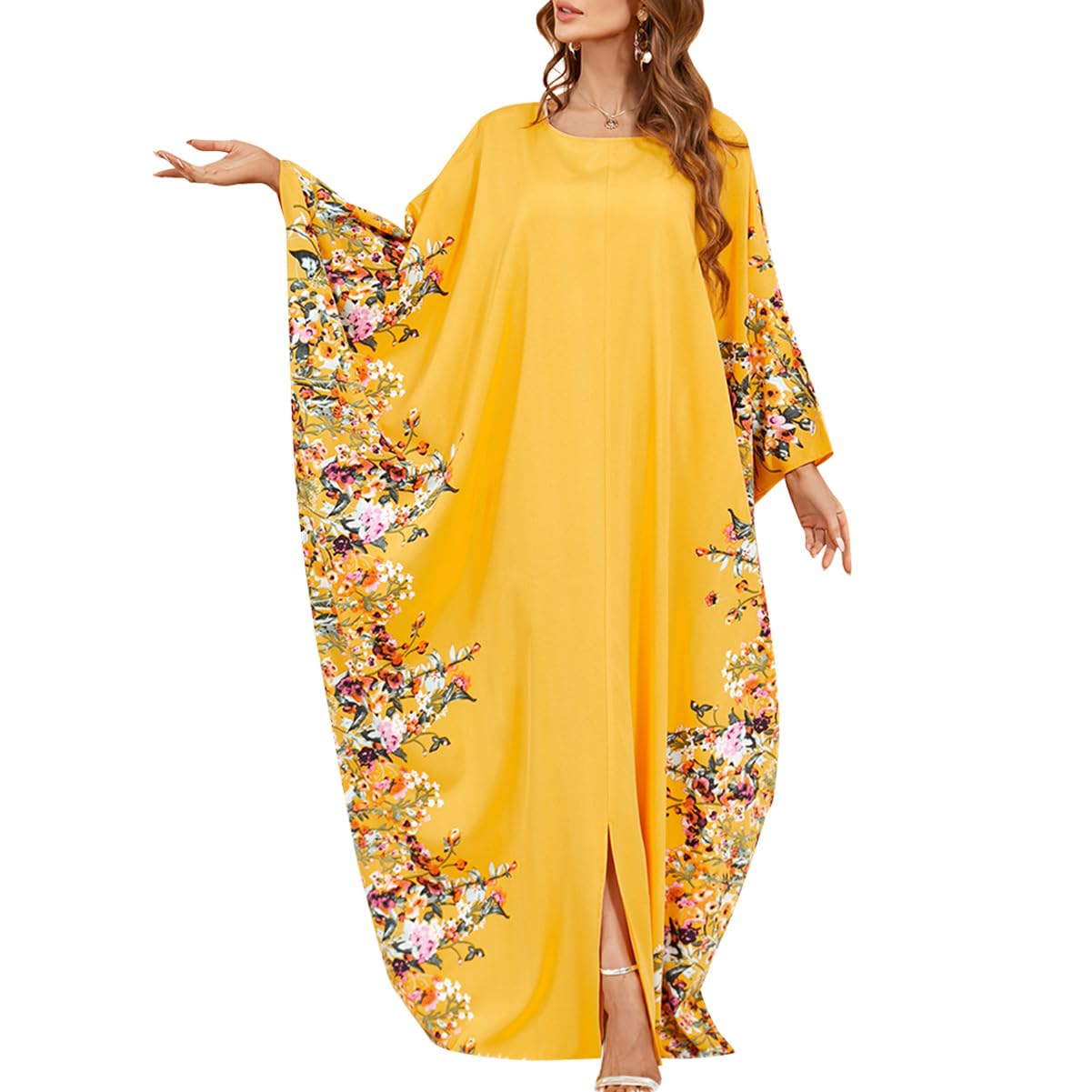 IDOPIP Abayas for Women Muslim Ramadan Dress Long Sleeve Floral Maxi Moroccan Kaftan Dress Loose Islamic Dubai Pakistani Robe - Review, Price and Buying Guide