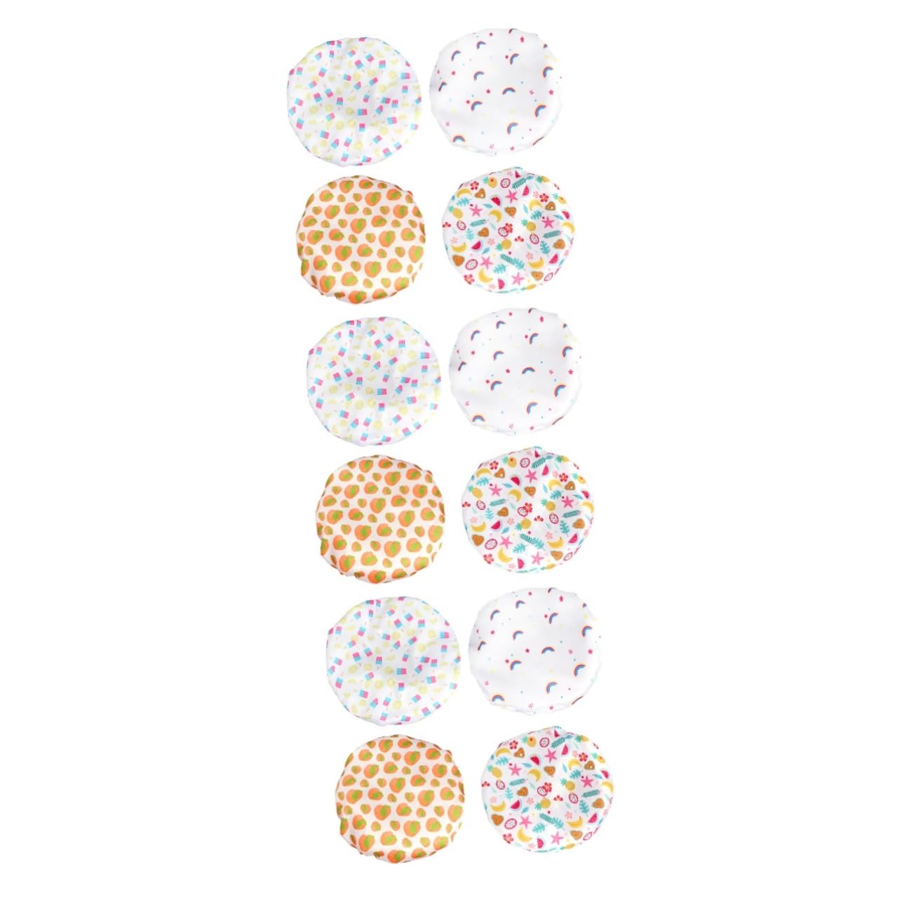 Housoutil 12pezzi Cuffie Da Impermeabili Satin Per Donne Cappelli Da Notte Stile Stampa Doppio Per Bagno e Bellezza