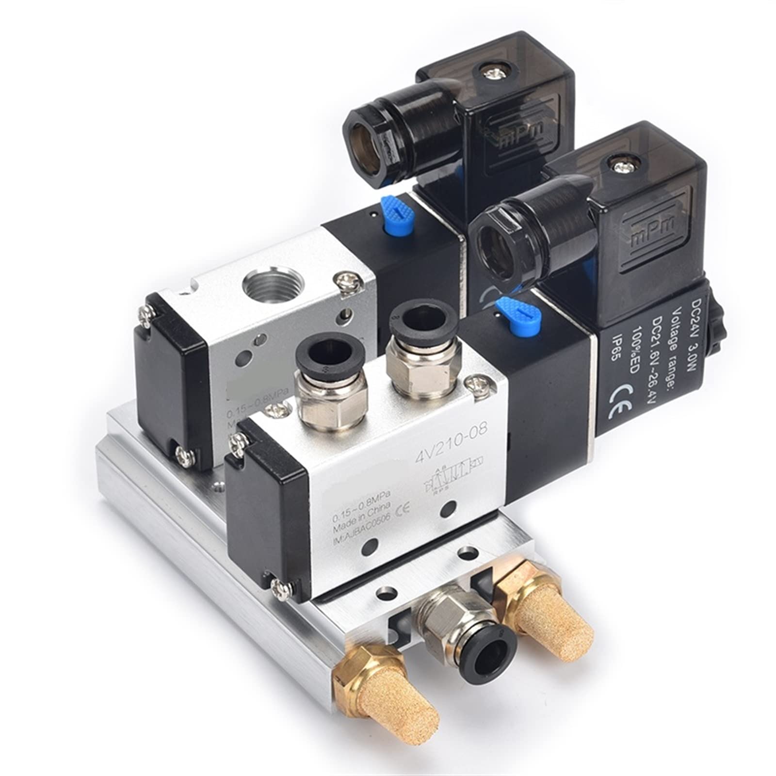 Válvula Solenoide eléctrica neumática 4V210-08, válvula magnética de Gas y Aire con Control de 5 vías y 2 Posiciones, 12V, 24V, 220V, Bobina Volt, 1 Uds.(4v210-08 W Sl402,AC220V)