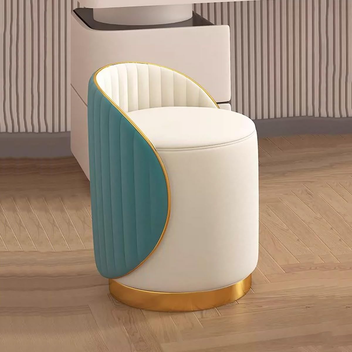 Tabouret de maquillage pivotant bleu pour coiffeuse de chambre
