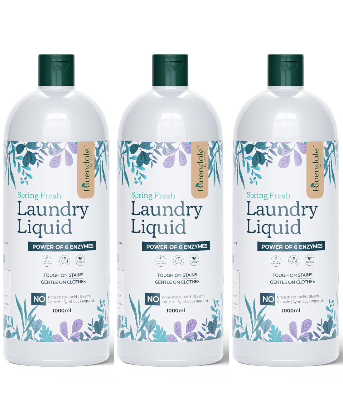 RIVENDALE Spring Fresh Laundry Liquid 3L (1000ml x 3) | Made with 4 Plant-Based Cleaners | Powered by 6X more active enzymes | Safe for baby clothes (B0CTTFXX91) Amazon Price History, Amazon Price Tracker