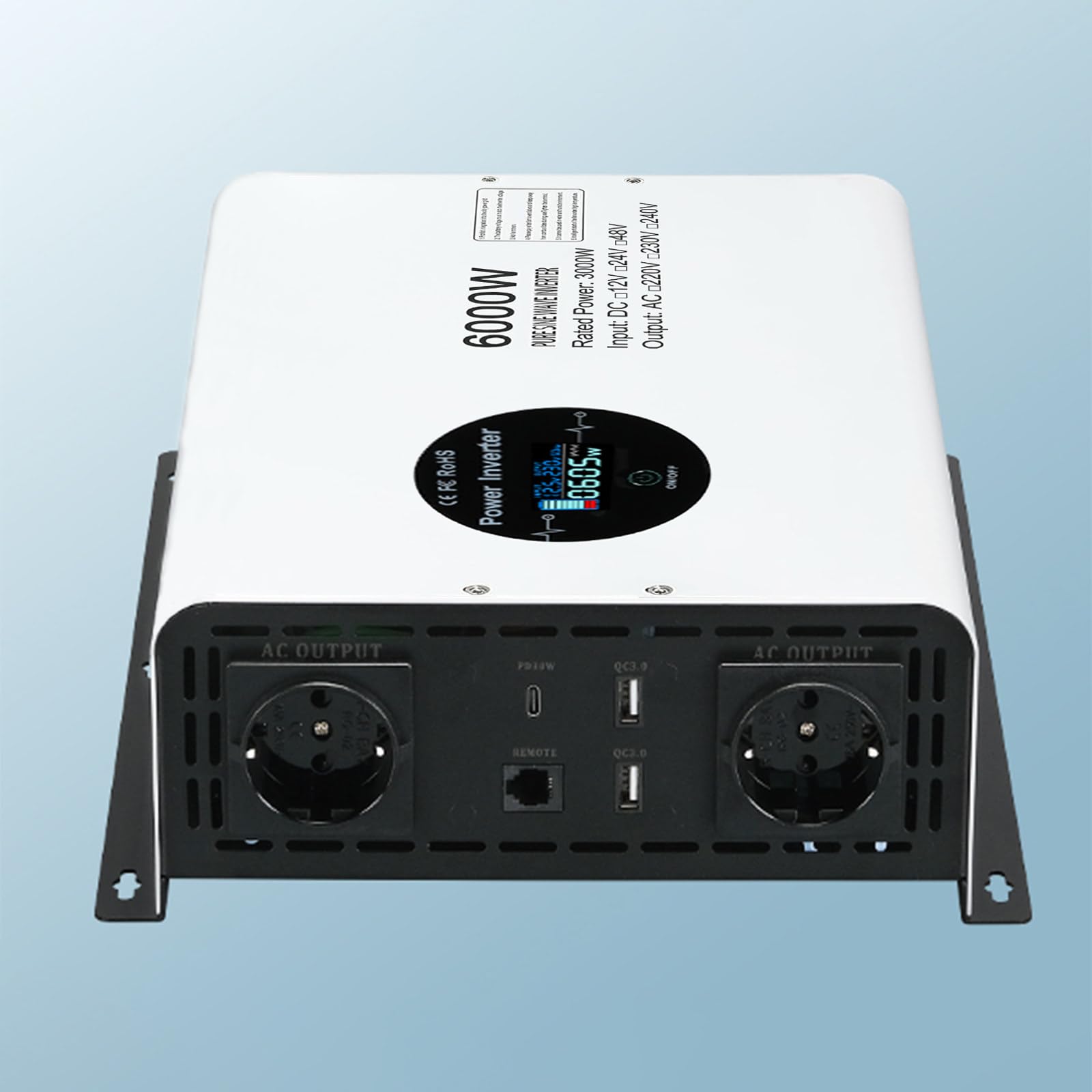 Moc szczytowa 6000 W/moc znamionowa 3000 W Inwerter z bezprzewodowym pilotem, czysty sinusoidalny inwerter mocy, przetwornik DC na AC,12V to 230V