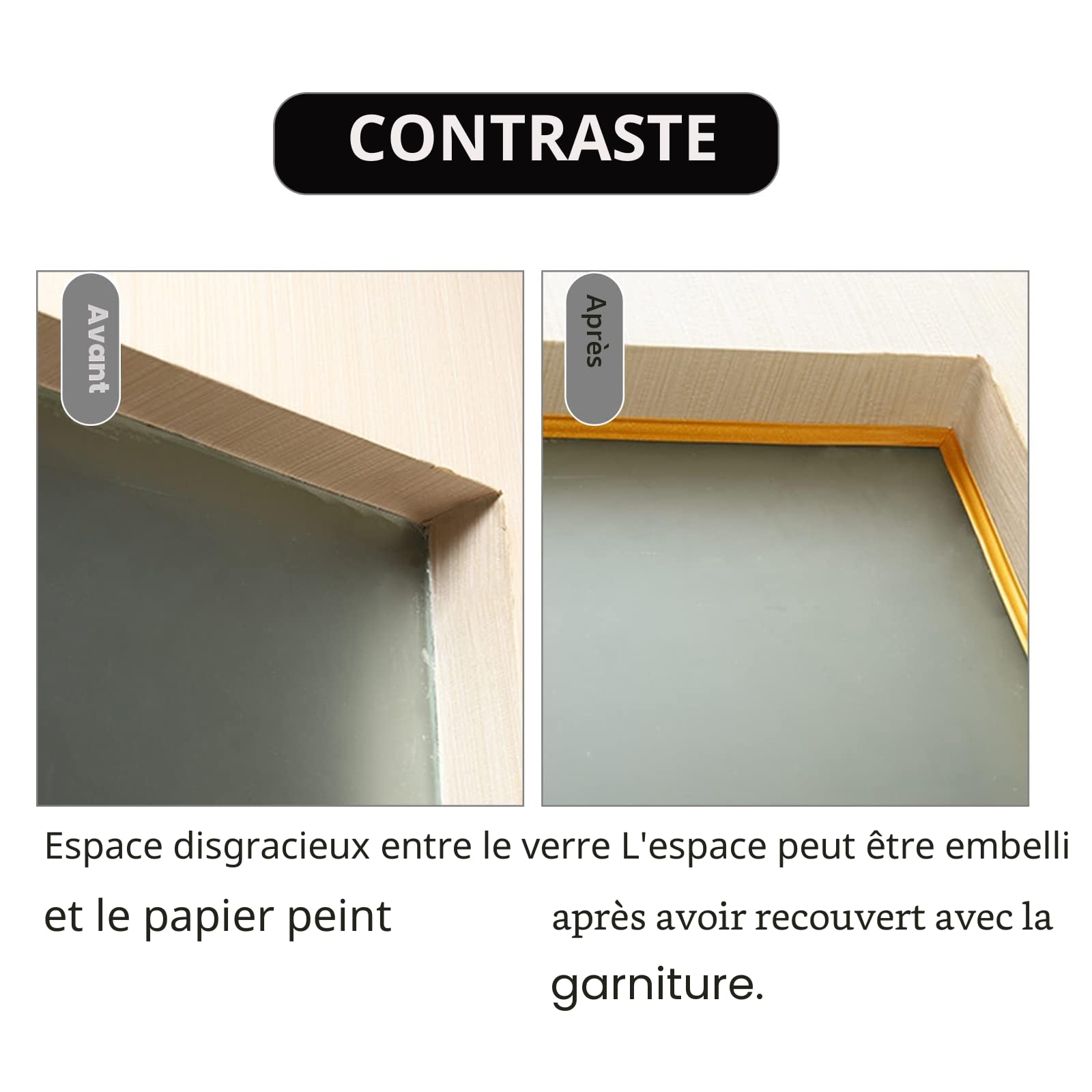 Moulure flexible en quart de rond, bande de moulage auto-adhésive en TPE, quart de rond anti-moisissure, moulure étanche pour bords de mur, bords de placard, bords de carreaux (Noir 3M, 27