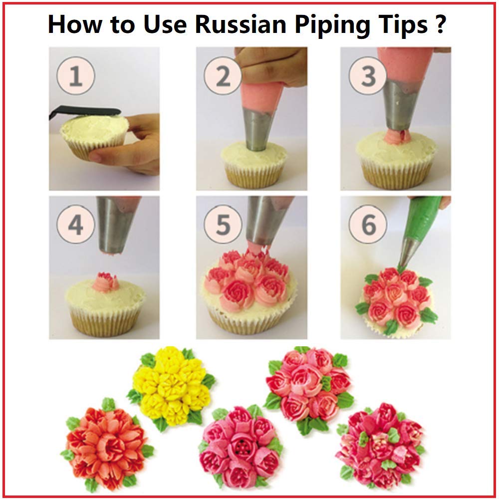 ANSLYQA 116 Pcs Russian Piping Tips Set with 30 Numbered Russian Tips