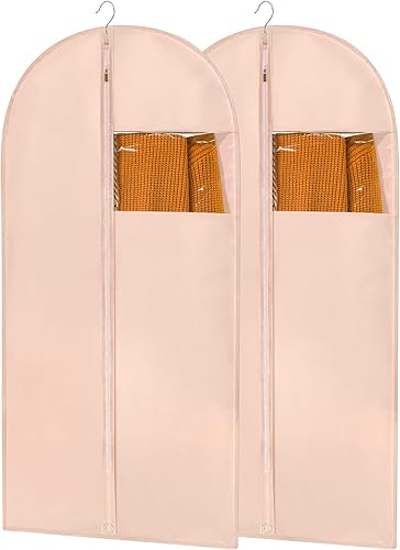 Vista 7 de Bolsas de vestir para vestidos, bolsas de ropa de 65 pulgadas de largo para colgar ropa, bolsa de ropa de vestir, cubierta de vestido gris