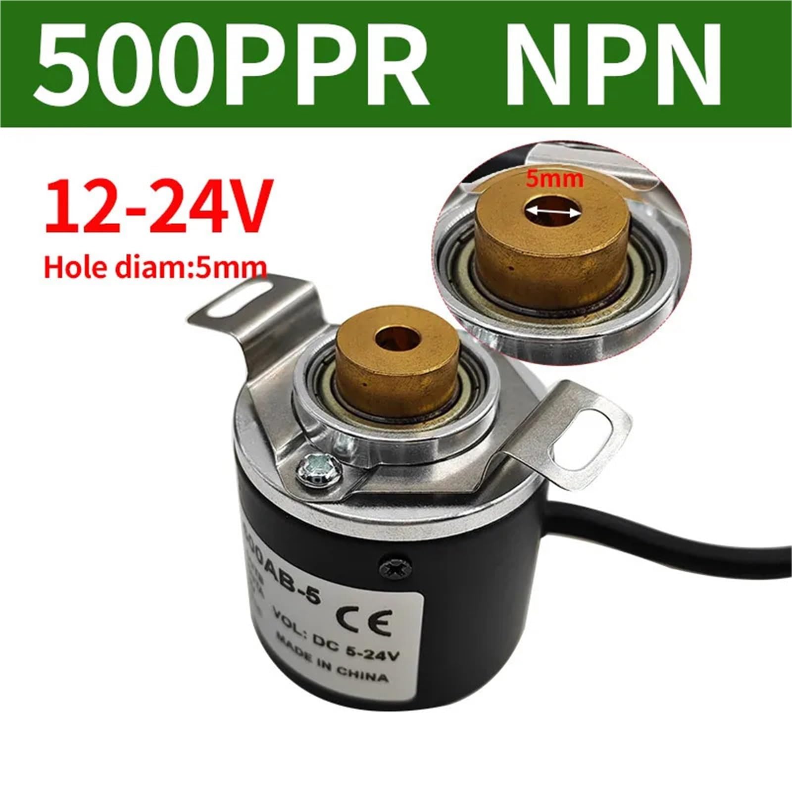 Encoder rotativo fotoelettrico incrementale IE38-1000AB 12-24V con albero cavo for apparecchiature di automazione 100-1000 PPR 5/6/8mm