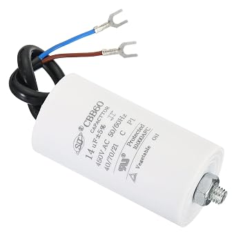 PATIKIL CBB60 14uF Running Capacitor, AC 450V 2 Wires 50/60Hz Cylinder Bottom with Screw 75x40mm for Washing Machine,Water Pump Motor Star