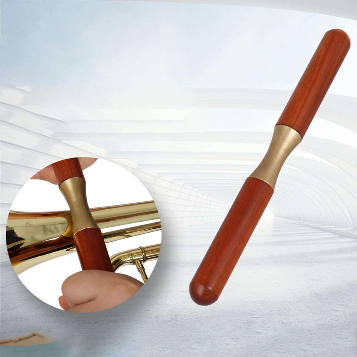 MAGICLULU Presswerkzeug mit Holzgriff zur Dellenreparatur an Trompete und Posaune Verschleißfestes Metall und Holzmaterial für Musikinstrumentenzubehör