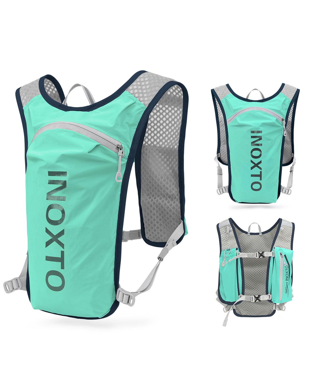 INOXTO Running Backpack, 5-liter lightweight hydration bag for outdoor hiking cross country marathon cycling competition mountaineering water bag backpack for men (light green) — image 1