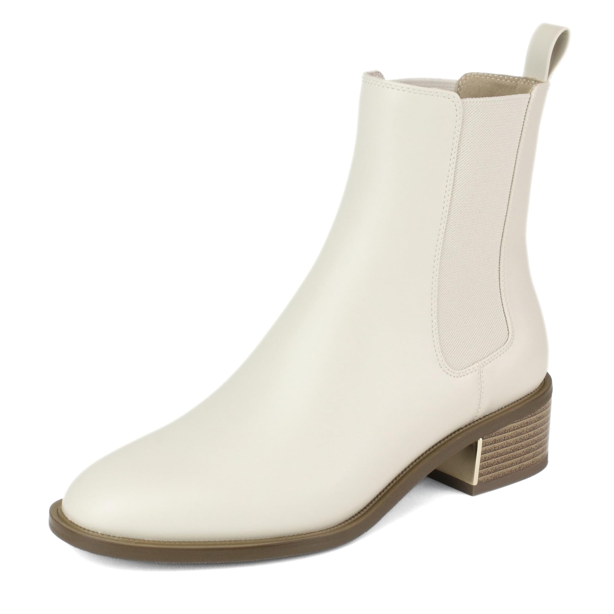 Black Chelsea Boots for Women Slip-On Ankle Boots Elastic with Gold Silver Trim Low Chunky Heel Fashion Fall