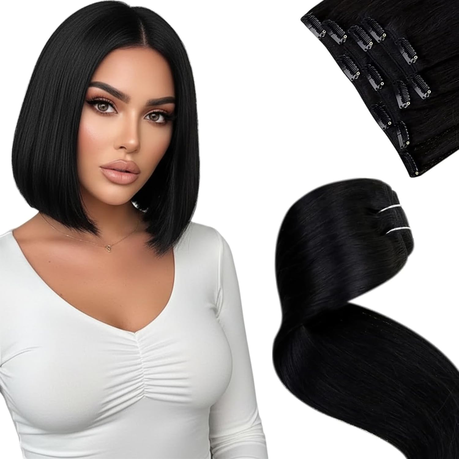 LaaVoo Extensions Echthaar Echt Haar Extension Clip Haarverlängerung Echthaar