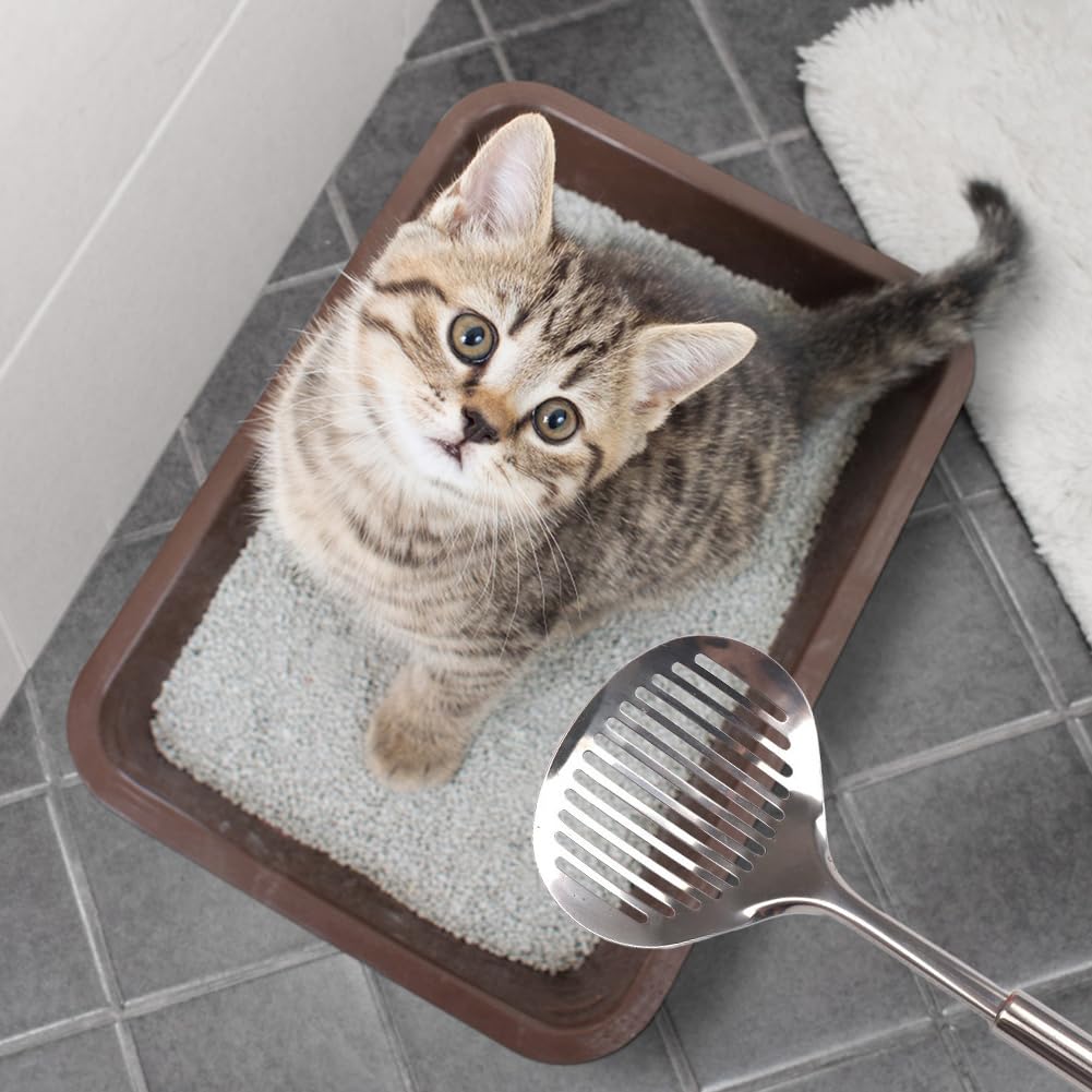 2pcs Cat Litter Scoop, Stainless Steel Litter Scoop Long Handle Durable Cat Mesh Shovel (Sliver) - image 7