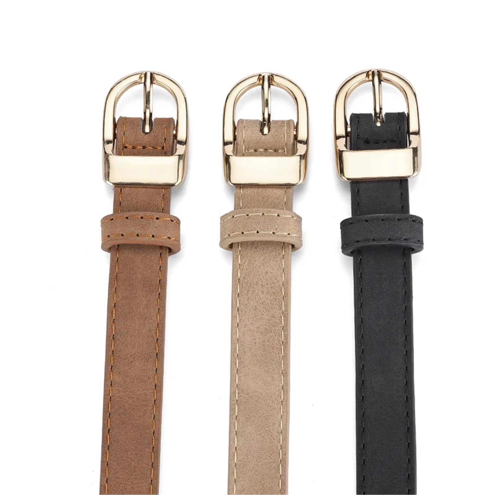 Cinturones De Mujer 2 uds cinturón Simple de cuero PU for mujer, accesorios for vaqueros, hebilla dorada, pretina fina Para Jeans Vestido