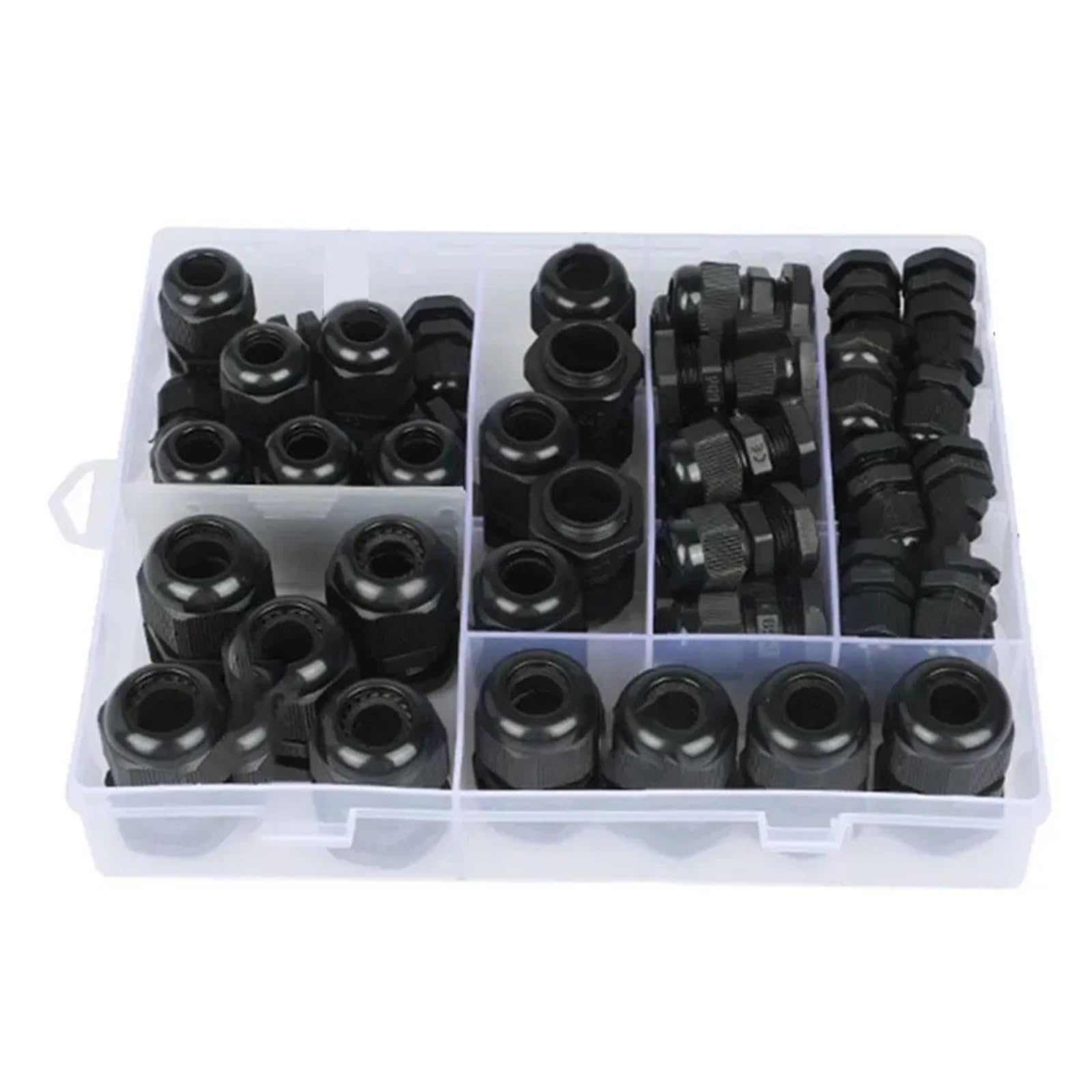 Xinglongs One Color Waterproof Cable Glands 50Pcs Waterproof Nylon Cable Gland Kit Joints Locknut Glands Fit 3-16Mm Pg7 Pg9 Pg11 Pg13.5 Pg16 Pg19