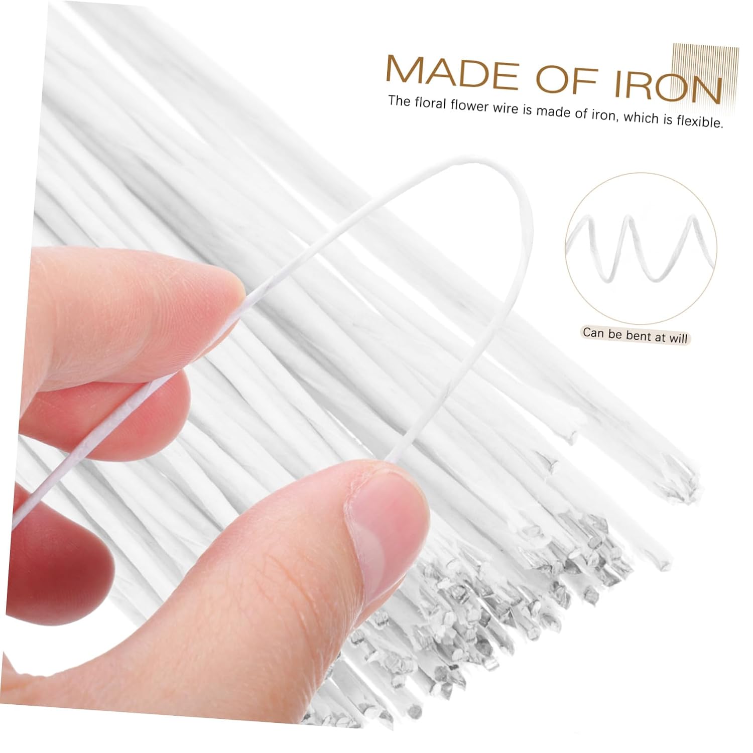 LIFKOME 100Pcs Iron Florist Wires for DIY Craft Projects White Wire Stems for Flower Arrangement and Bouquet Wrapping Handmade Wire Stems for Floral Decorations and Crafts