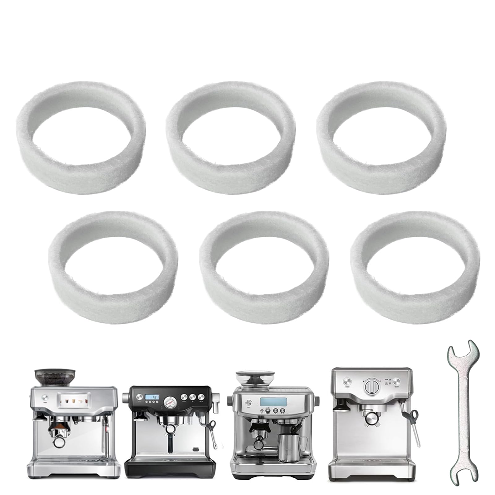6-Piece Felt Washer Replacement for Breville Espresso Machine Grinders - Compatible with…