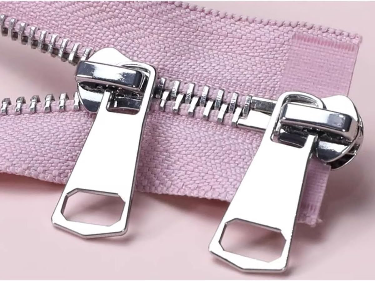 ECYC Ltd #5 Two Way Separating Metal Zipper 31.5 Inch Double Sliders Open End Y-Teeth Metal Zips Auto Lock Jacket Zipper for Sewing Parka Down Jacket