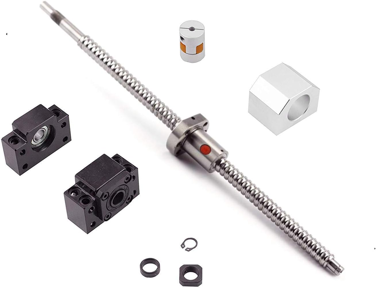 Ball Screw SFU1204 RM1204 Length 1200mm Diam 12mm with Ballnut and ballnut housing + end Supports BK/ BF10 + Coupler for CNC, Length Approx 47.2 inch/ 1200mm