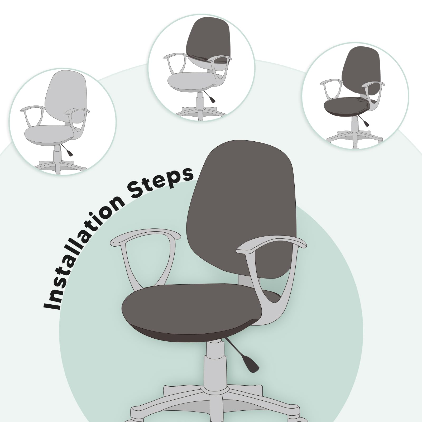 Coprisedia Elasticizzati Per Ufficio - Set Da 2 Pezzi Nero Universali - Foto 7