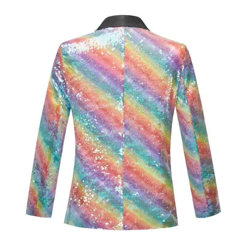 Men's Sequins Suit Jacket Stylish Shiny Blazer Rainbow Tuxedo One Button Dinner Party Dress Suit Wedding Prom2