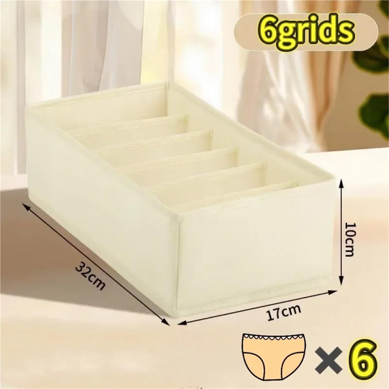 Organizzatore per cassetti di Biancheria Intima, Scatola Porta Calze, Reggiseno Pieghevole, Set da Sei Pezzi in Tessuto Non Tessuto.
