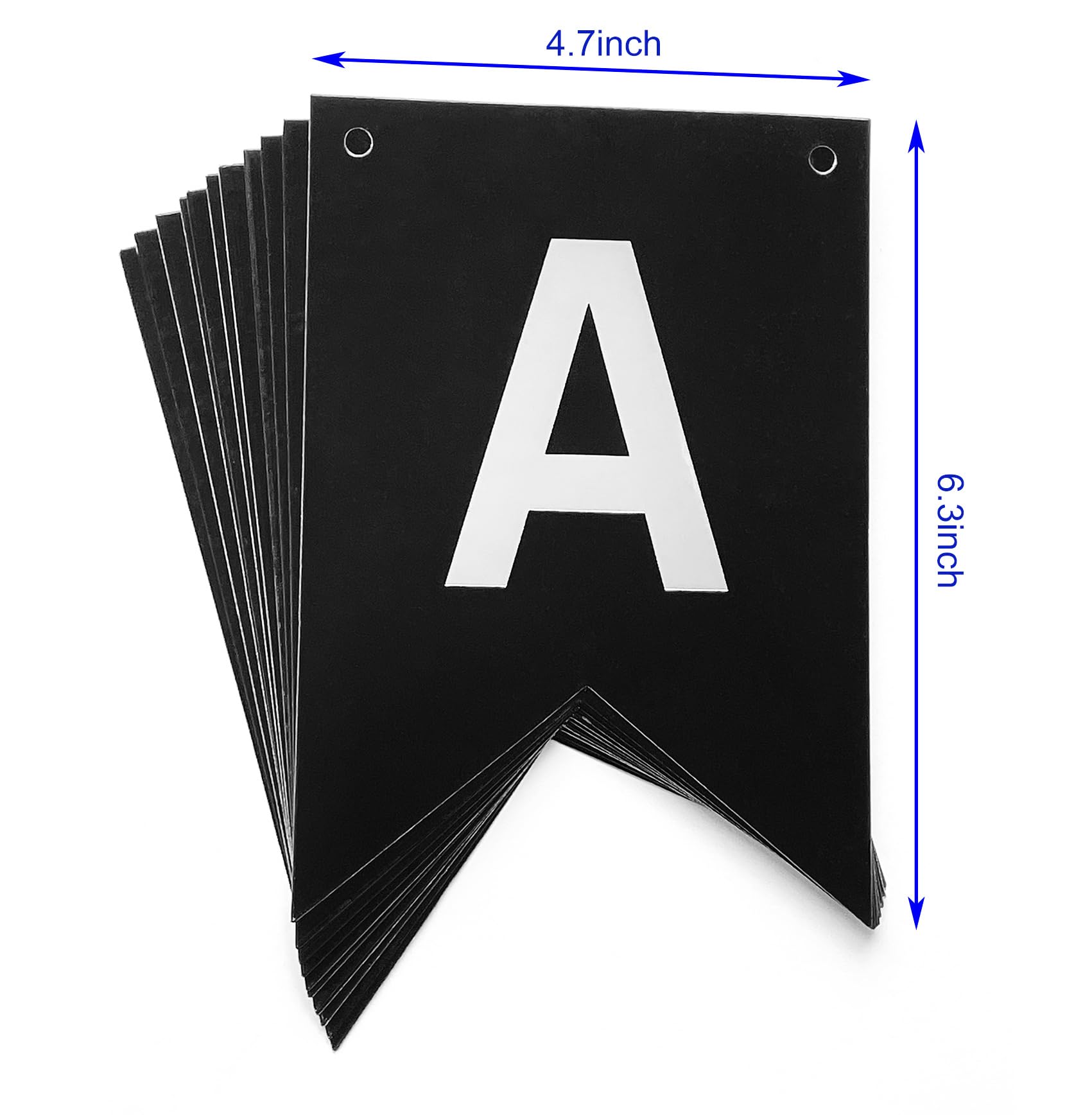 Runhiskii Cartel de feliz cumpleaños negro, letrero de feliz cumpleaños duradero con letras blancas plateadas para decoraciones de fiesta de cumpleaños