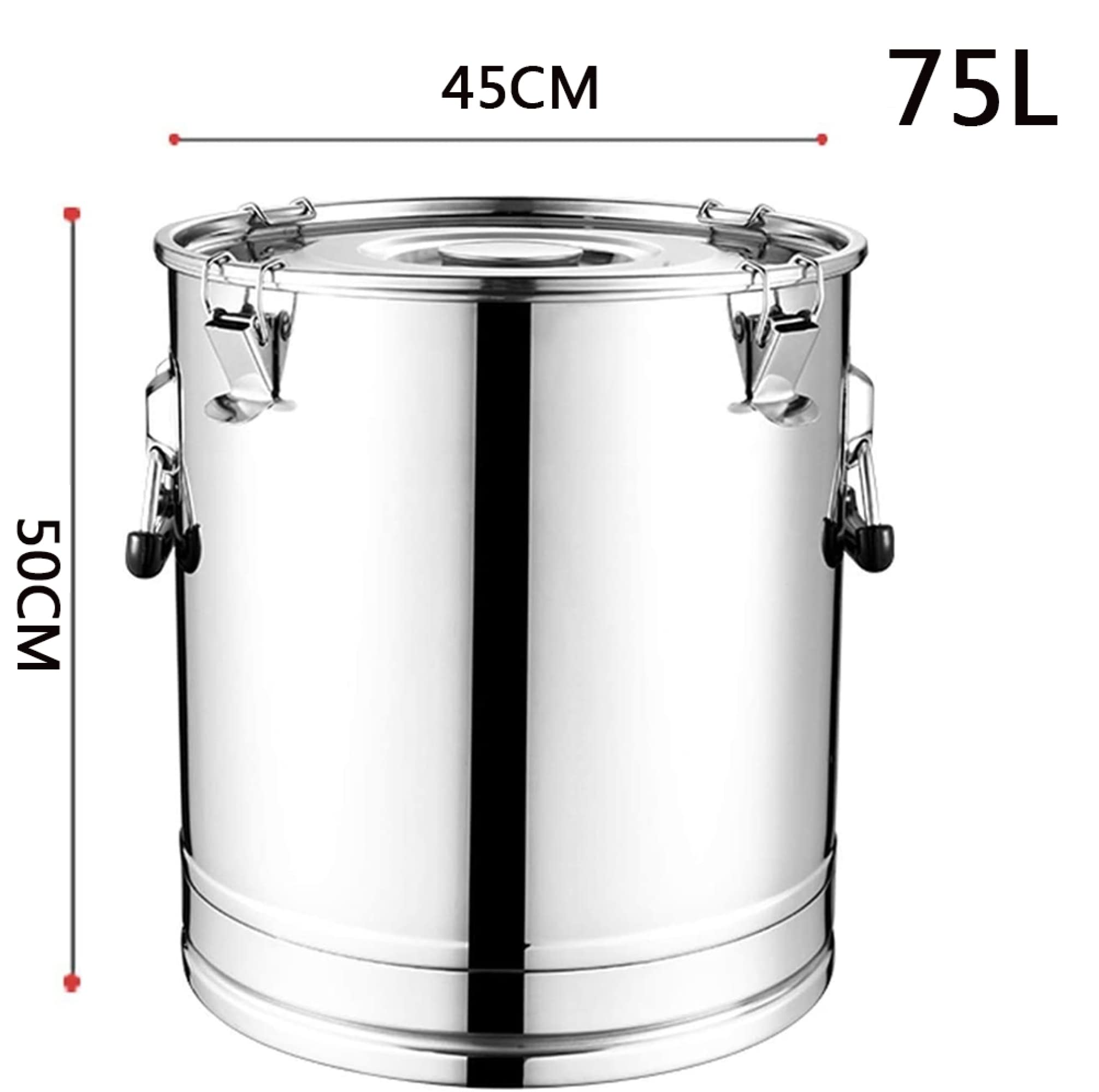 Cubo de arroz de Acero Inoxidable/Tanque de Grano Sellado/Barril de harina de Gran Capacidad Lata de Leche Cubo de Vino para Almacenamiento de Alimentos Contenedor de Transporte / 75L