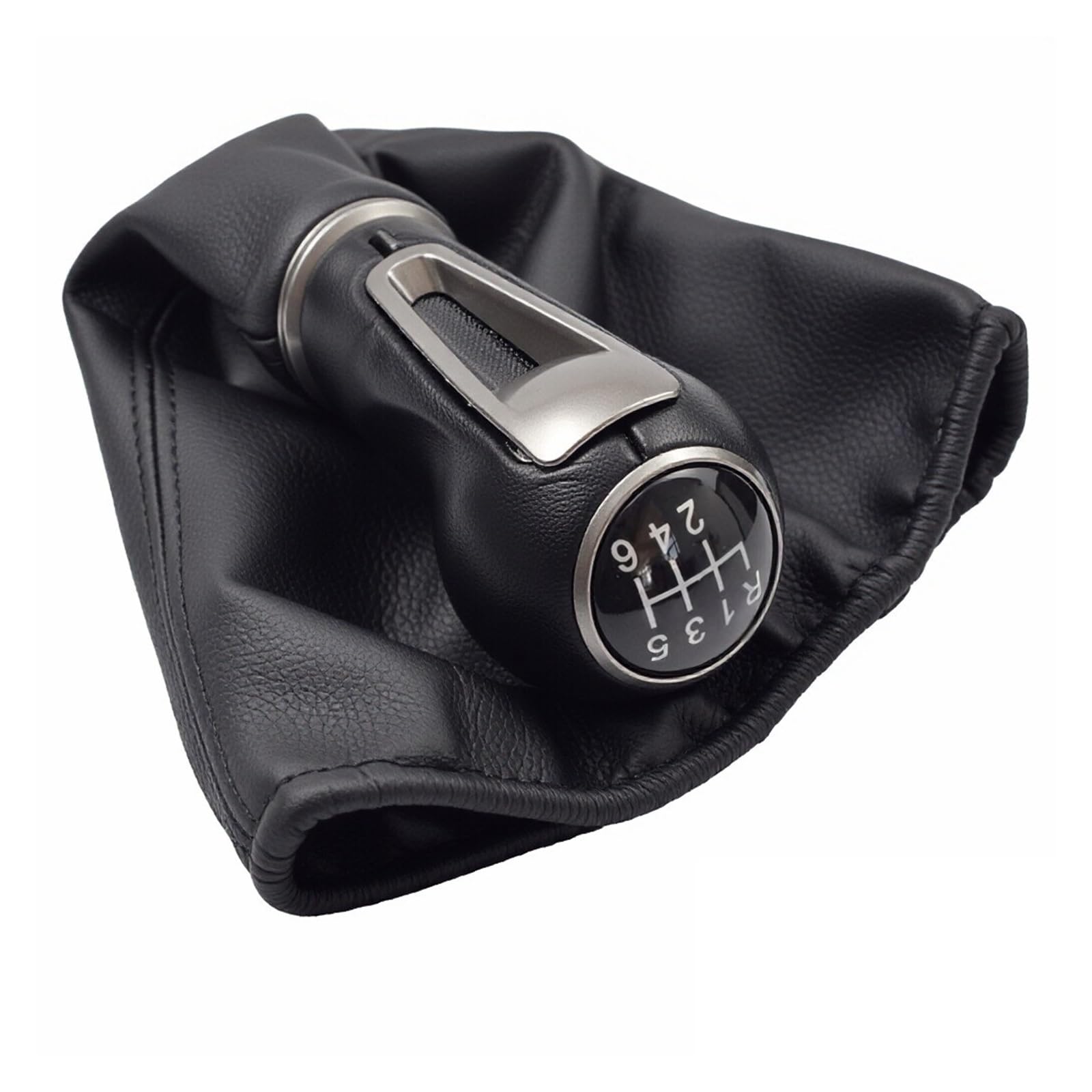 Qmtvfsrh R6- Speed Car Gear Shift Knob For Seat For Ibiza Iv 5 6 Speed Manual Gear Shift Knob Car Stick Handball With Black Gaiter Boot Cover Abs(R6- Speed)