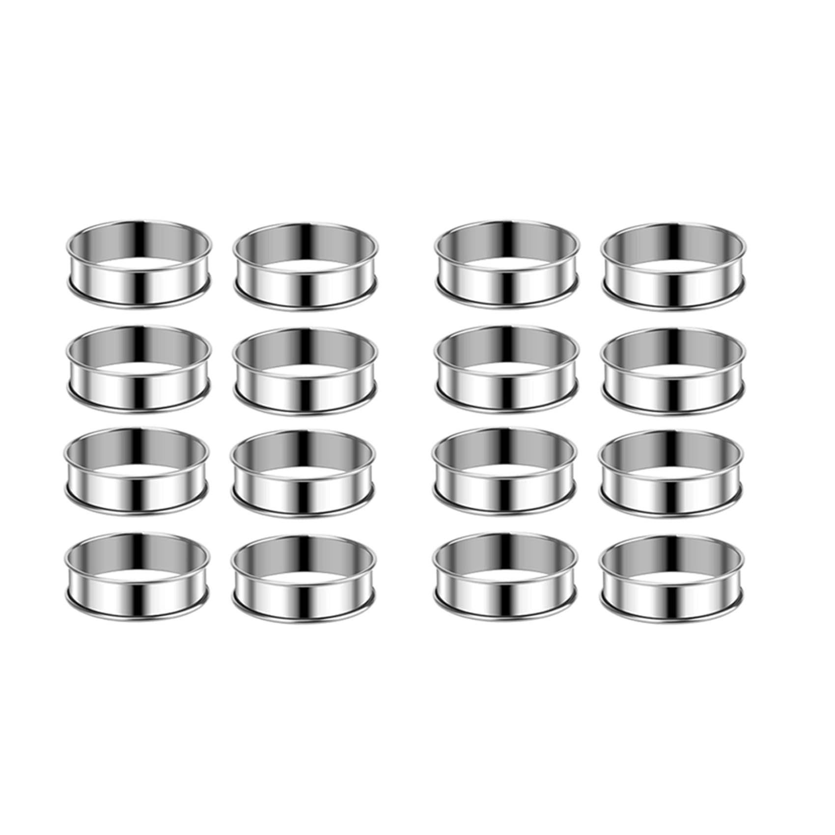 Vjsujehgy 3.15 Inch Muffin Rings Crumpet Rings, 16Pcs Stainless Steel Muffin Rings Molds Double Rolled Tart Rings Round Tart Ring