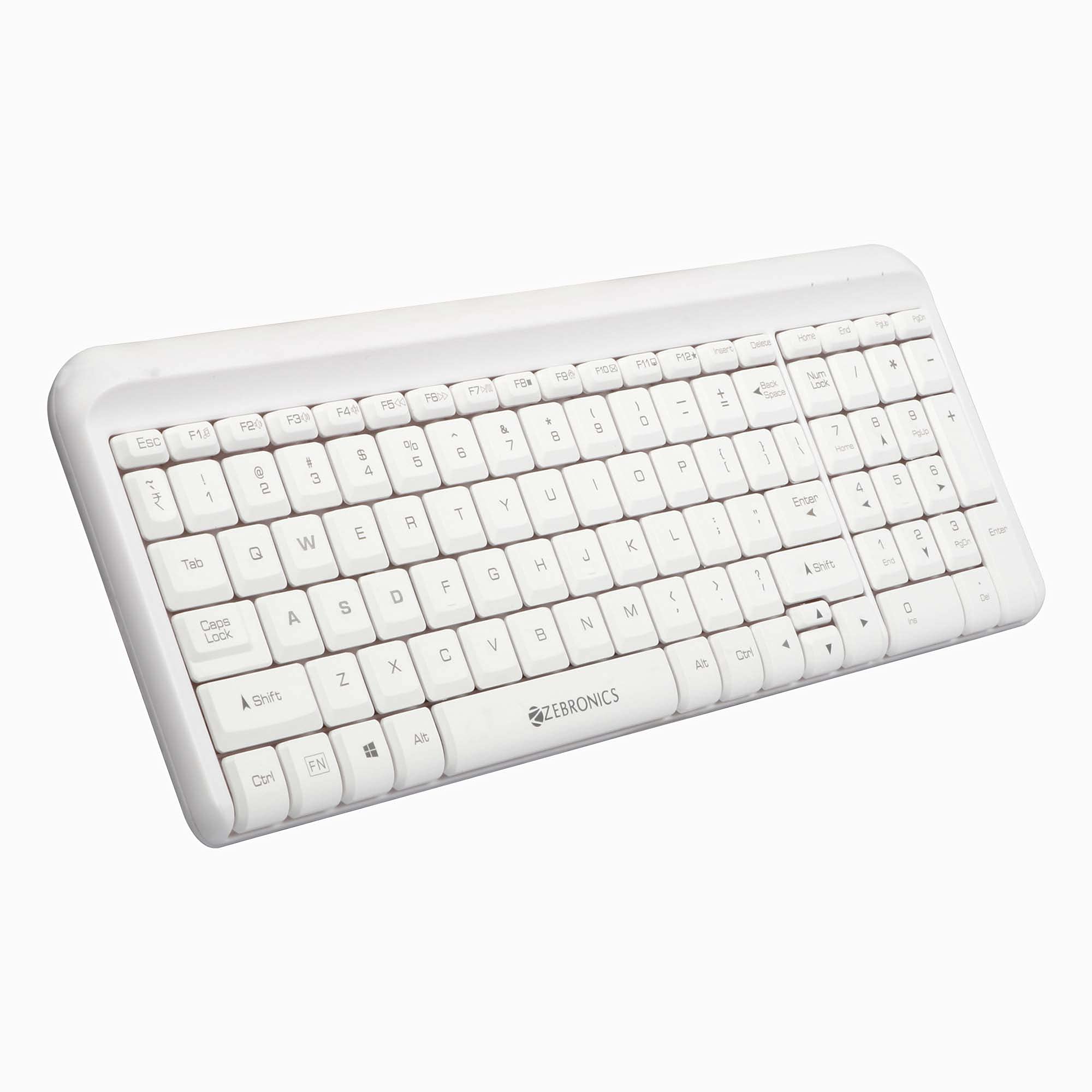 Zebronics Zeb-Glide USB Wired Multimedia Keyboard for PC/Laptop with Rupee Symbol Key, Plug & Play, Gold Plated USB Connector (White)