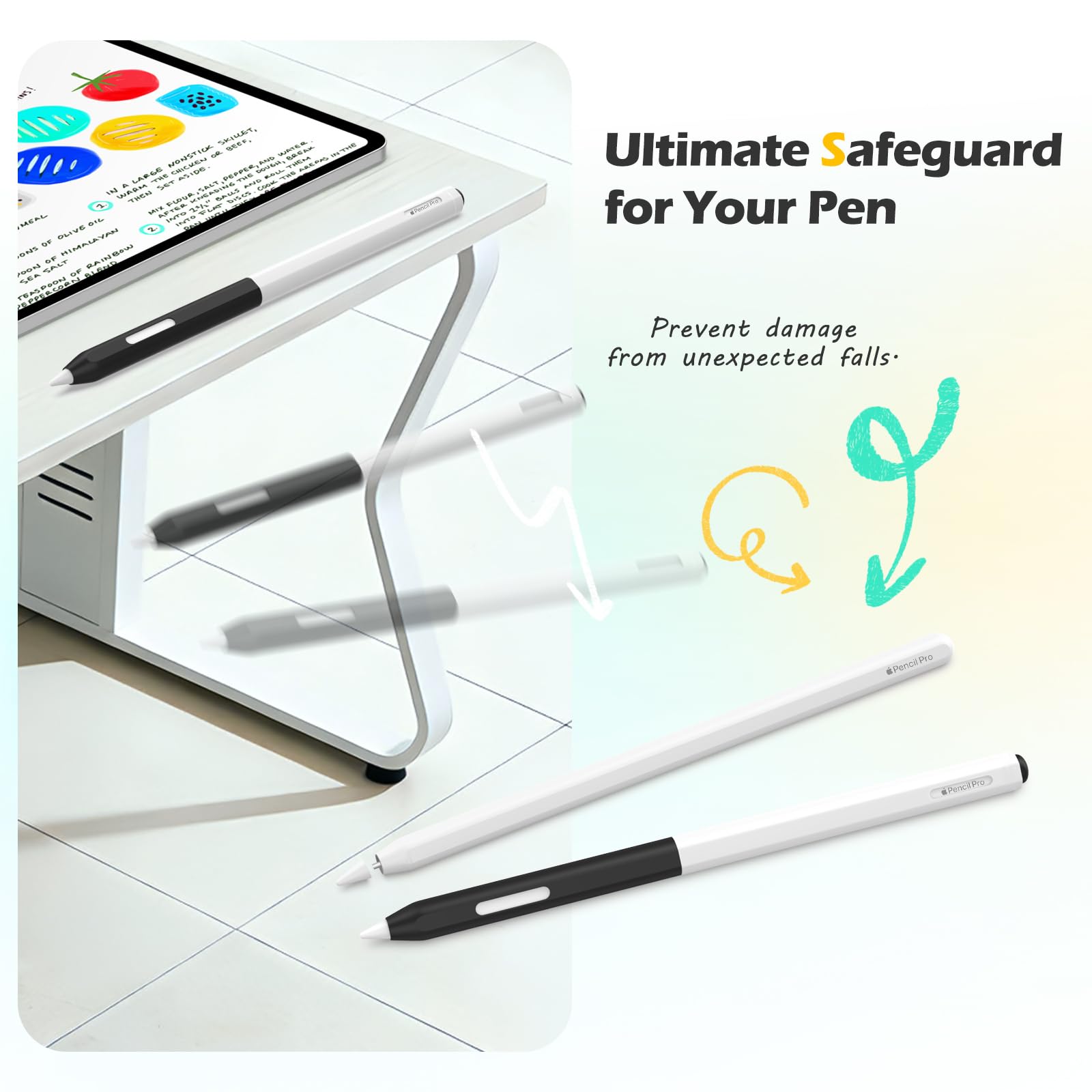 MoKo Clear Silicone Case for Apple Pencil Pro/ 2nd Generation, Black | Crystal Clear Silicone, Protective Cover Sleeve, Compatible with Magnetic Charging, Compatible with Double Tap