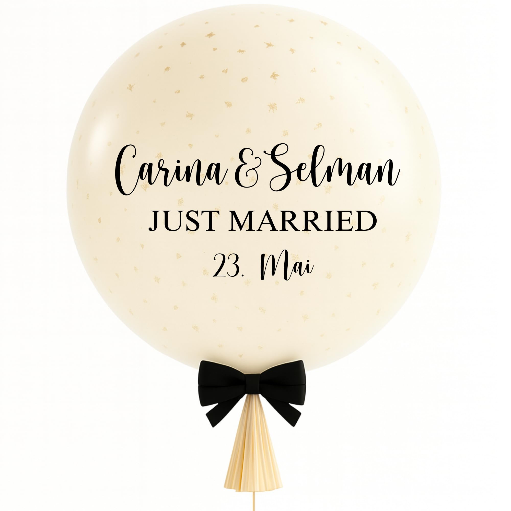 Just Married - Bubble Fabrik - Personalisiertes Ballongeschenk: Einfarbiger Heliumballon mit Blattgold, Geschenk zur Hochzeit, Hochzeitsmitbringsel, Geschenkidee