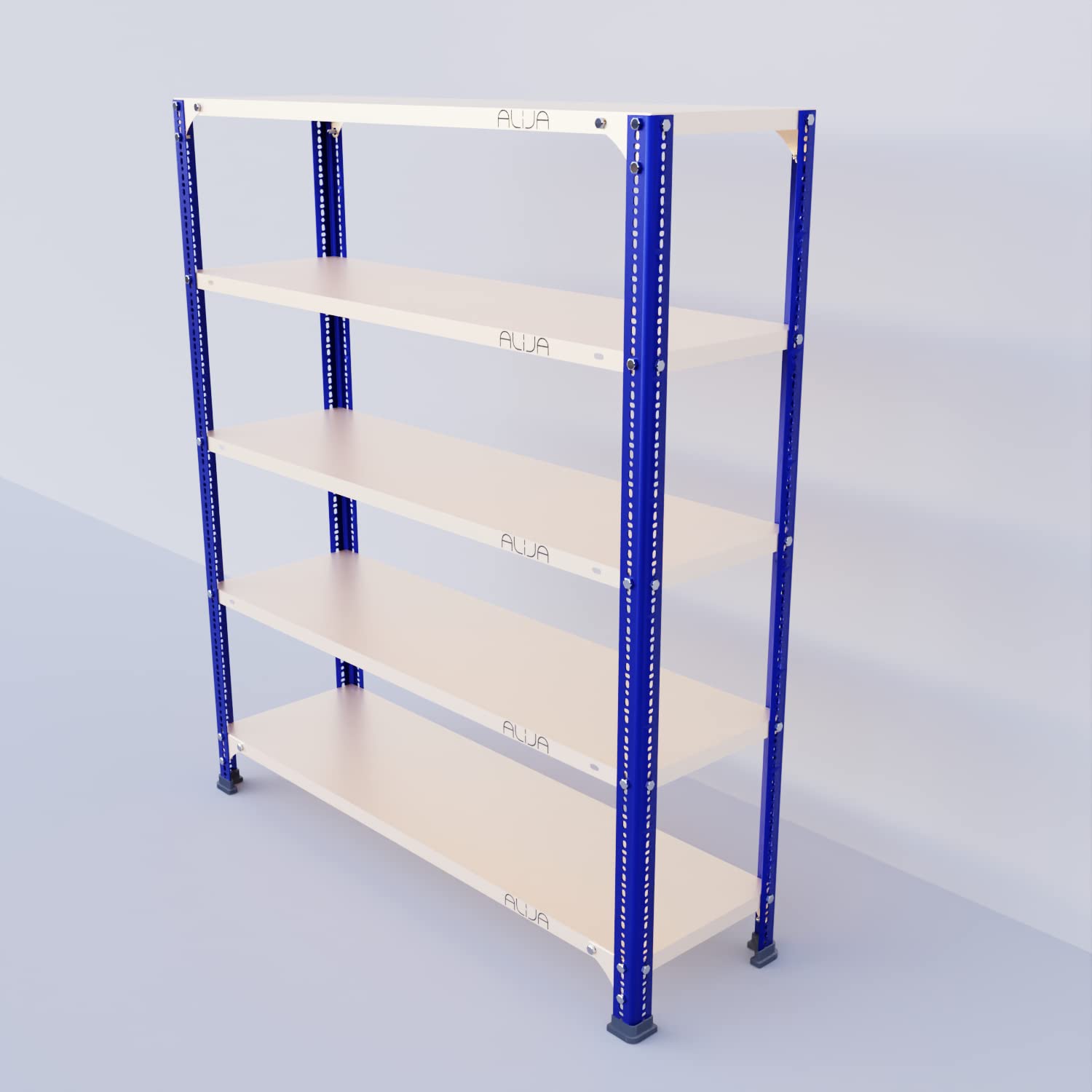 ALIJA®️ Slotted Angle Metal Rack(4 x 3.5 x 1 Ft. / 48 x 41 x 12 Inch) with 5 Shelves Storage Rack Unit (Blue and Ivory, 22 Gauge Shelves, 16 Gauge Angle) (B0B5ZVW4VQ) Amazon Price History, Amazon Price Tracker