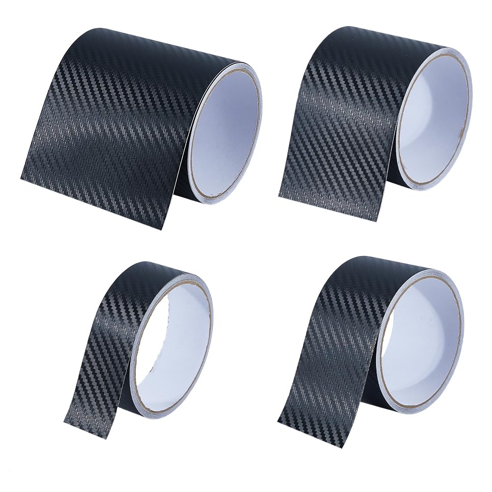 SUPERFINDINGS 4 Roll 20M Bike Frame Protection Tape Bicycle Frame Protector Sticker 30/50/70/100mm Width PVC Mountain Bike Frame Guard Chainstay Protector Carbon Filter Pattern for Gravel MTB,Black