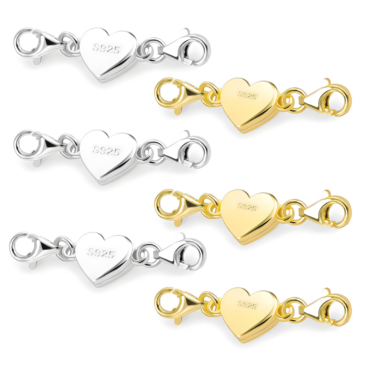 FIGCY 6 Pcs Heart Magnetic Clasp Necklace Gold, Magnetic Clasp for Bracelet, Durable Closure for Necklaces, Bracelets, and DIY Jewelry Making