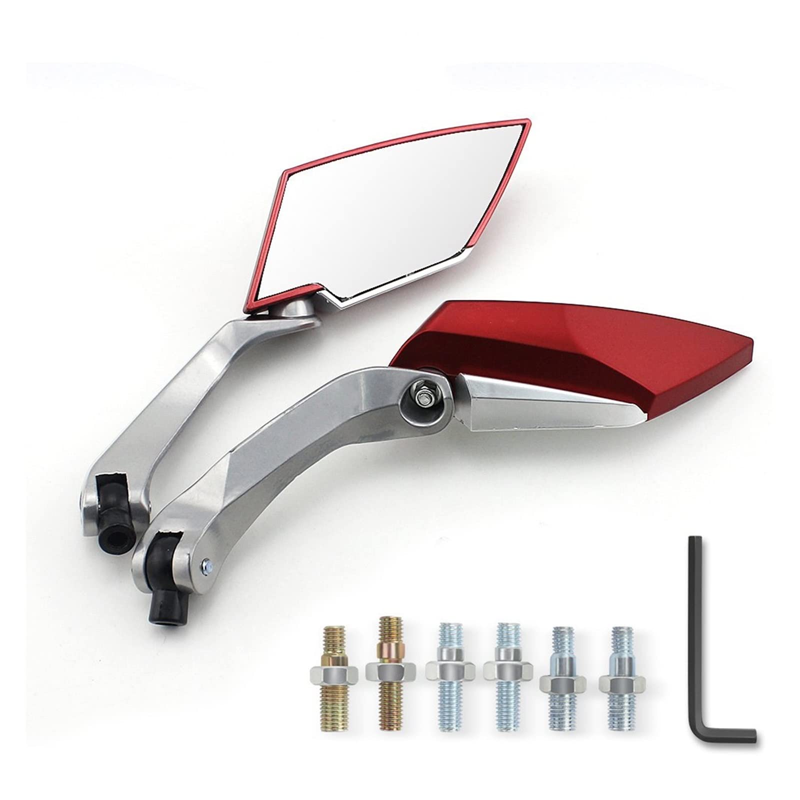 Specchietto retrovisore 8mm 10mm Specchietto Laterale per Moto Scooter S&Street Bike Accessori Specchietto per Moto Specchietto retrovisore in Fibra di Carbonio Rosso PE