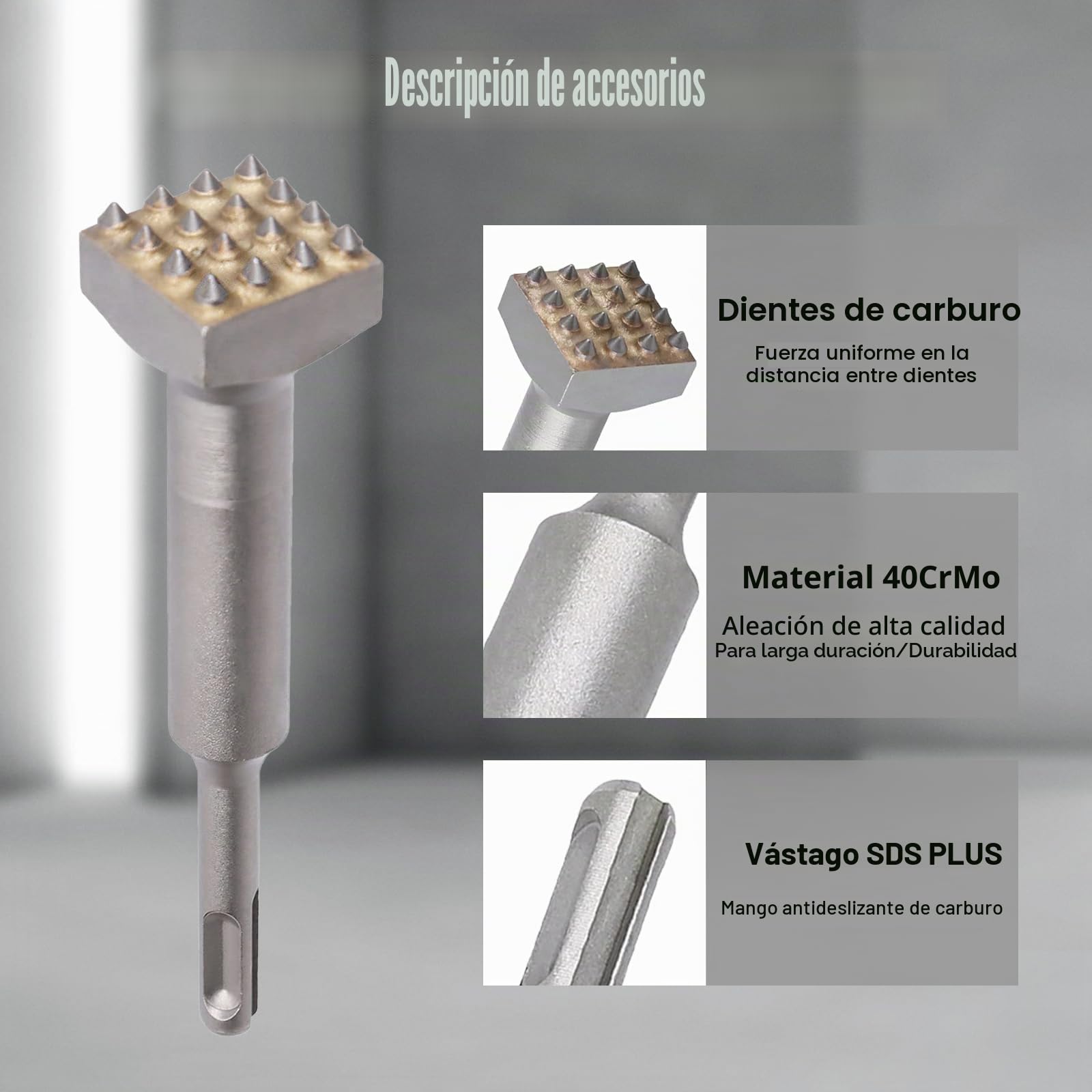 Martillo eléctrico SDS Plus con vástago redondo de 16 dientes, utilizado para cepillar cemento